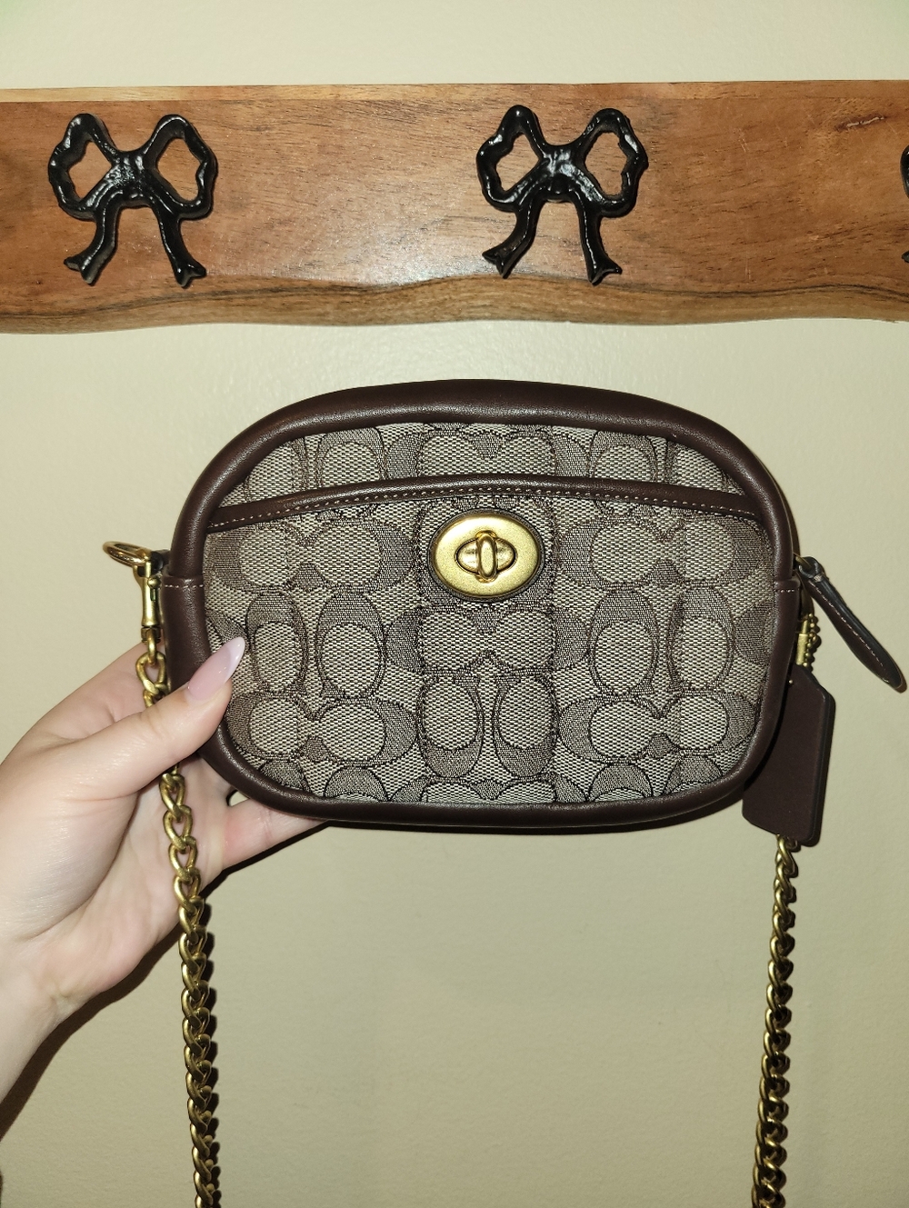 Coach Jacquard Camera Turnlock Crossbody Bag